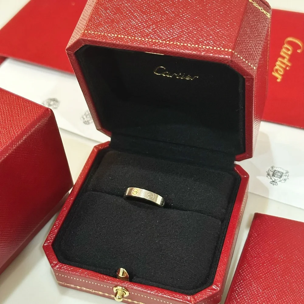 Cartier LOVE 18k White Gold 3.5mm Wedding Band Ring Size 49 US 4.75 Box Receipt - Picture 3 of 7